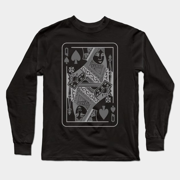 Queen of Spades Grayscale Long Sleeve T-Shirt by inotyler